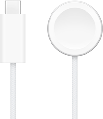 Ładowarka USB‑C obok ładowarki magnetycznej do szybkiego ładowania Apple Watch