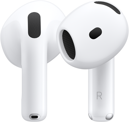 Słuchawki AirPods 5, widok z przodu i z tyłu prezentujący konstrukcję