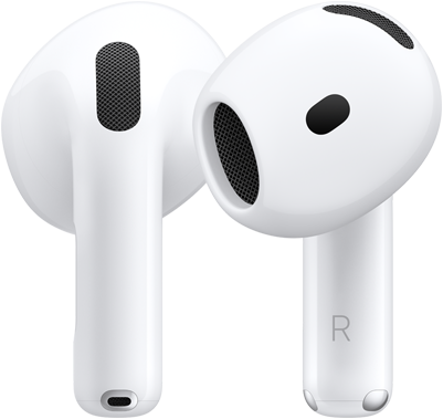 Słuchawki AirPods 5, widok z przodu i z tyłu prezentujący konstrukcję