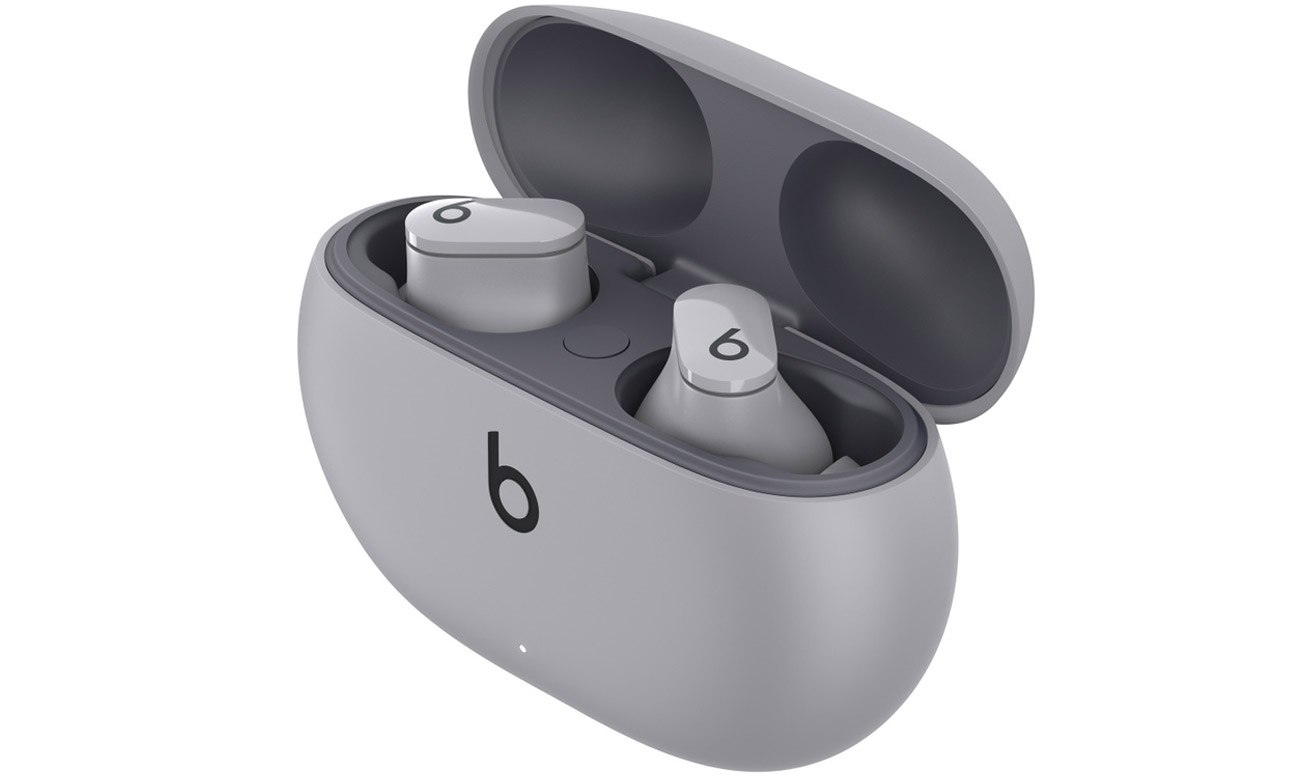 Słuchawki bezprzewodowe Apple Beats Studio Buds Księżycowa szarość - Otwarte etui, słuchawki wewnątrz etui