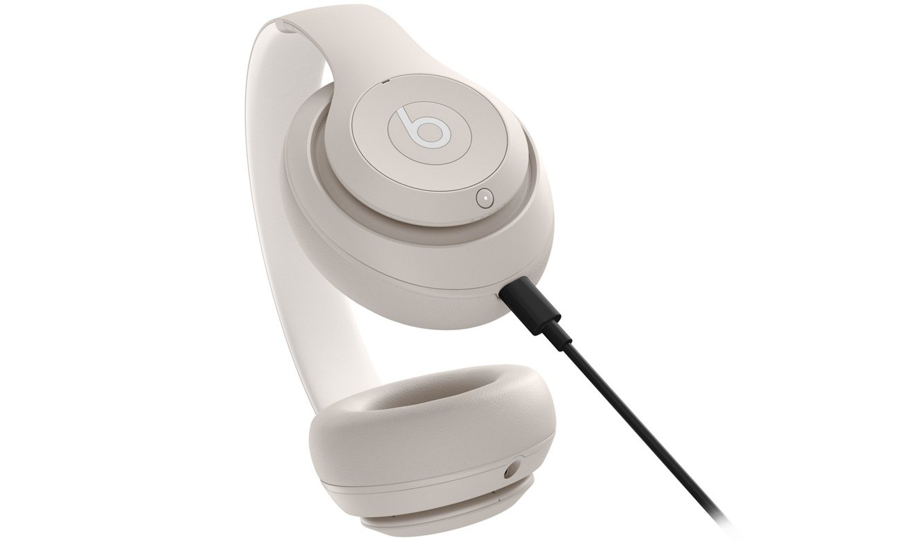 Słuchawki bezprzewodowe Apple Beats Studio Pro Jasnopiaskowe - Widok od dołu pod kątem