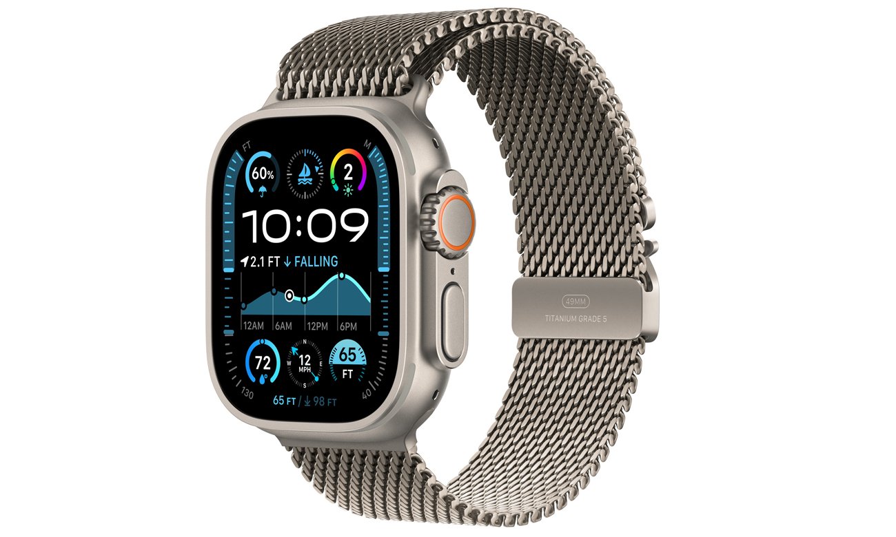 Bransoleta mediolańska z tytanu do Apple Watch 44-49 mm S Naturalna - Widok ogólny