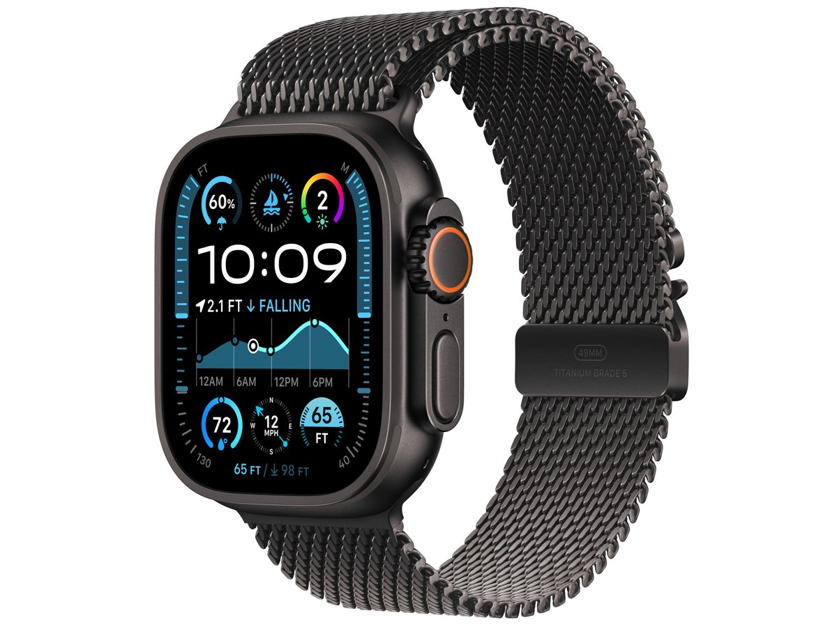 Bransoleta mediolańska z tytanu do Apple Watch 44-49 mm S Czarna - Widok ogólny