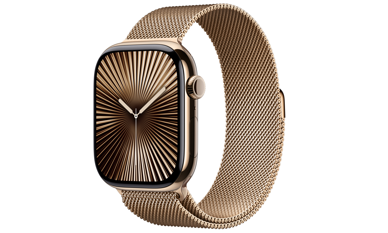 Bransoleta mediolańska do Apple Watch 44-49 mm M/L Złota - Widok ogólny