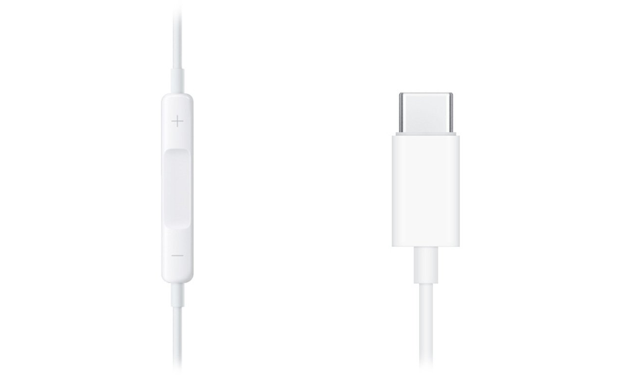 Słuchawki przewodowe Apple EarPods ze złączem USB-C - Widok pilota i złącza