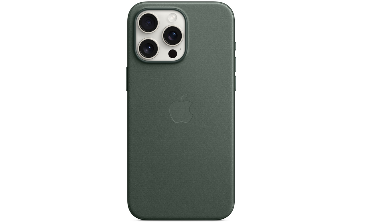 Etui z tkaniny FineWoven z MagSafe do iPhone 15 Pro Max Wieczna zieleń - Widok od przodu