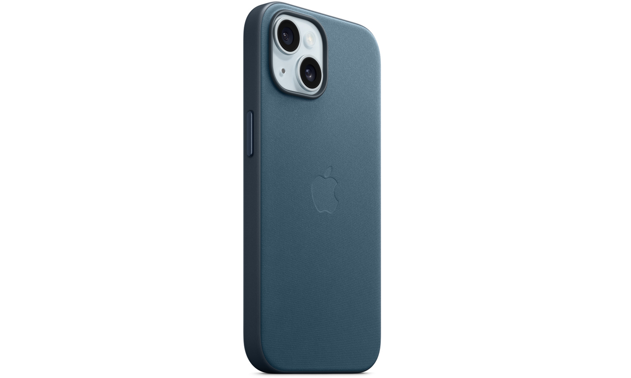 Etui z tkaniny FineWoven z MagSafe do iPhone 15 Glębia oceanu - Widok od przodu pod kątem