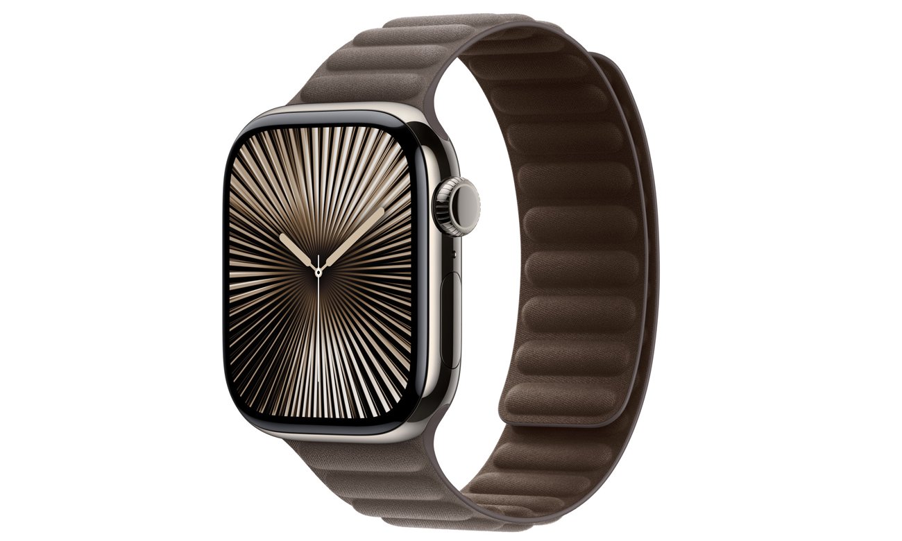 Karbowany pasek FineWoven do Apple Watch 44-49 mm S/M Szarobrązowy - Widok ogólny