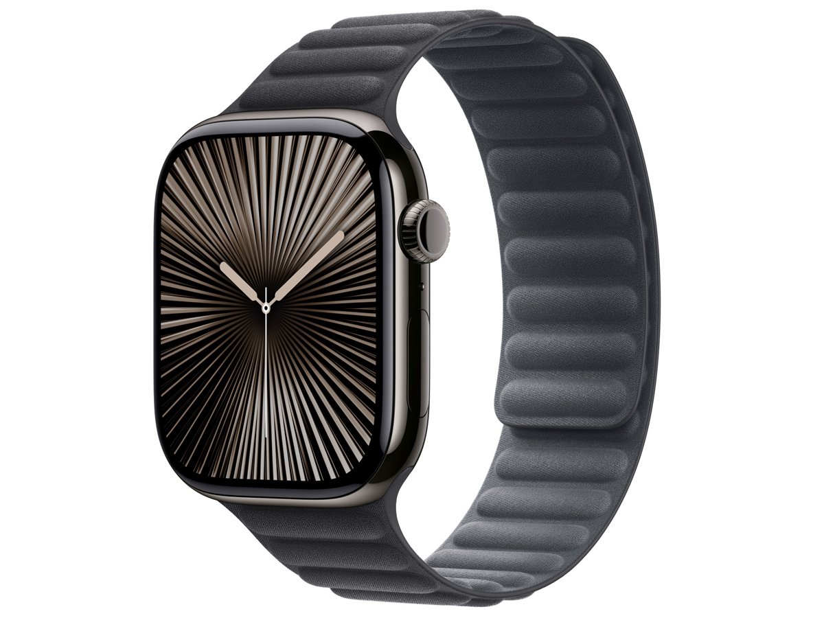 Karbowany pasek FineWoven do Apple Watch 44-49 mm S/M Czarny - Widok ogólny