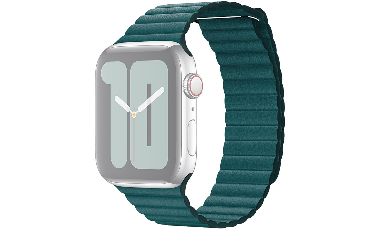Opaska skórzana w kolorze pawiego pióra do Apple Watch 44mm - M