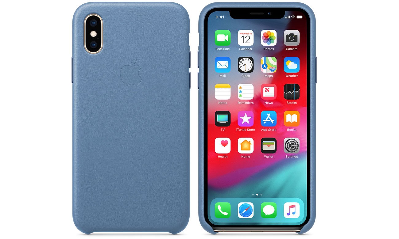 Etui Apple Leather Case Cornflower do iPhone XS