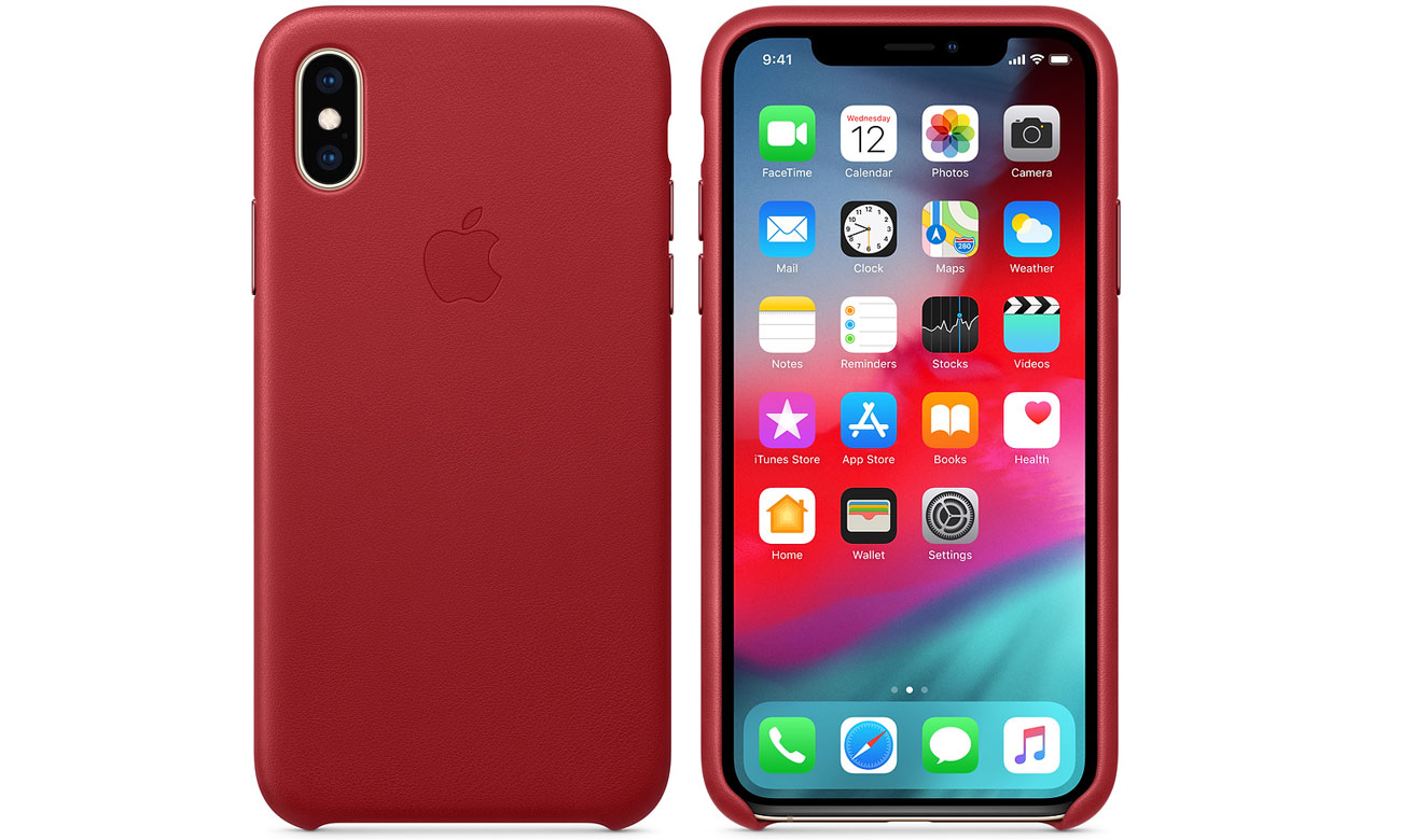 Etui Apple Leather Case (PRODUCT)RED do iPhone XS