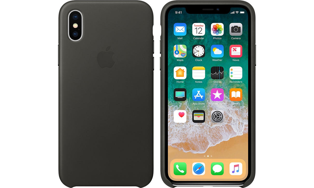 Etui Apple Leather Case do iPhone X Charcoal Grey MQTF2ZM/A