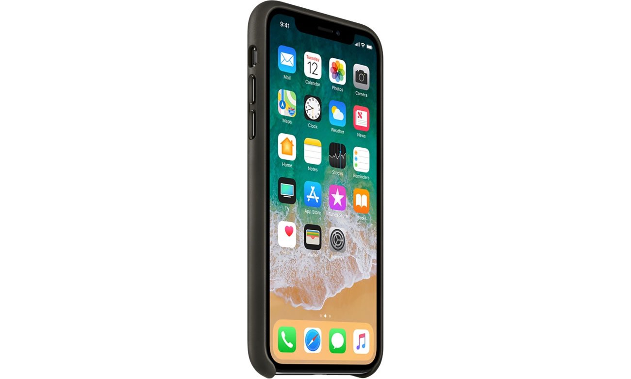 Apple Leather Case do iPhone X Charcoal Grey Dopasowanie