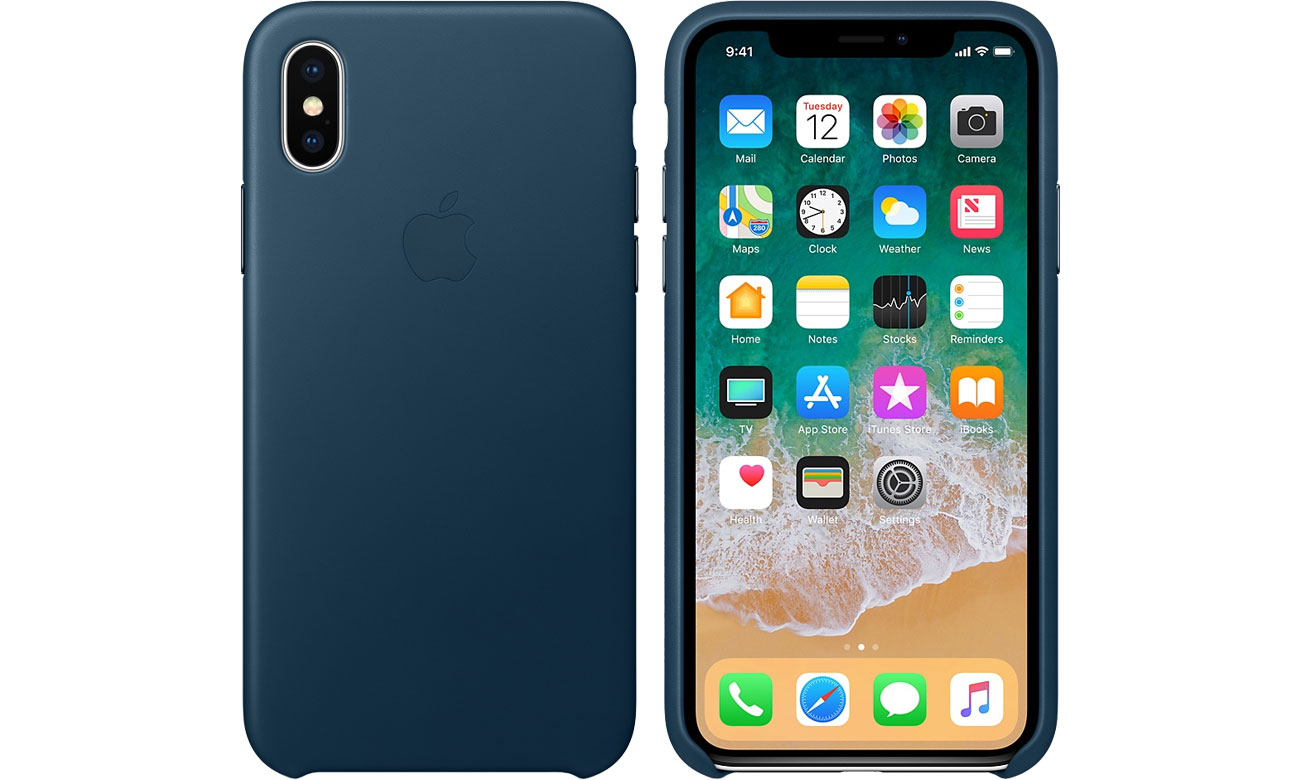 Etui Apple Leather Case do iPhone X Cosmos Blue MQTH2ZM/A
