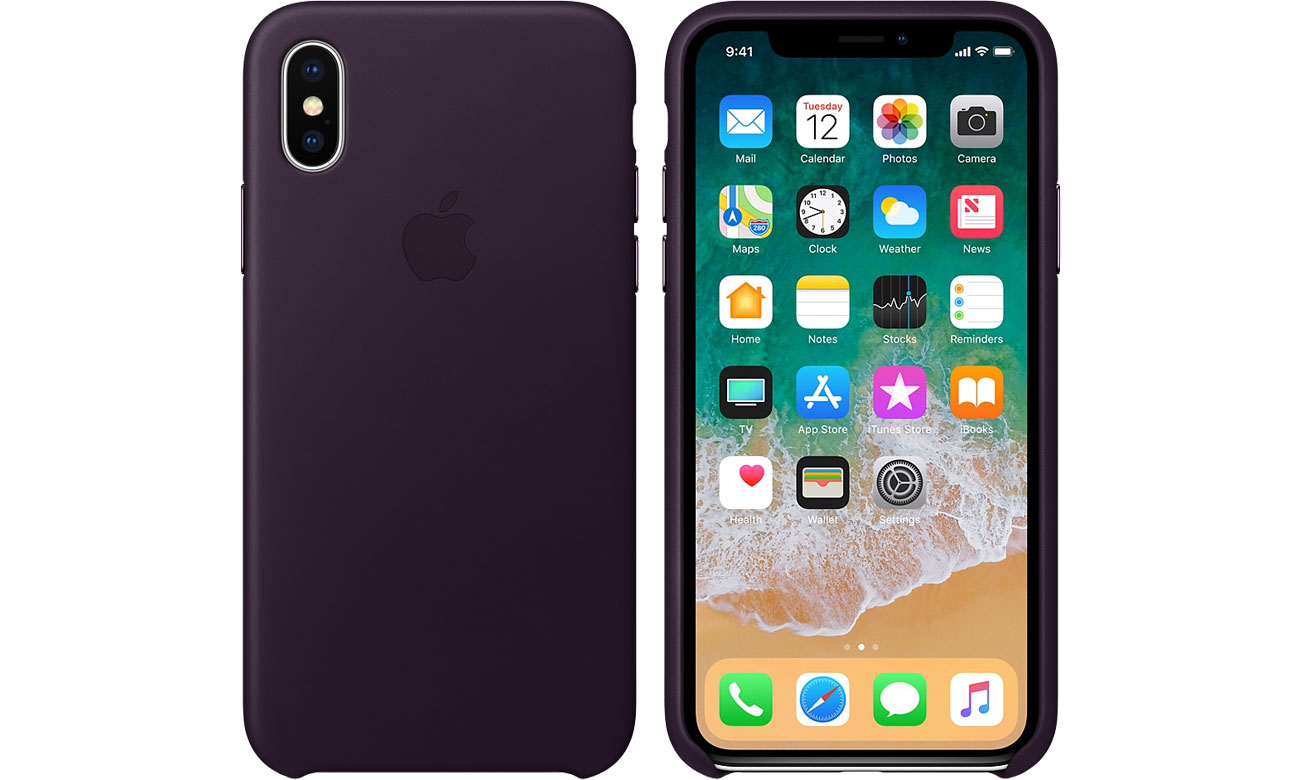 Etui Apple Leather Case do iPhone X Dark Aubergine MQTG2ZM/A