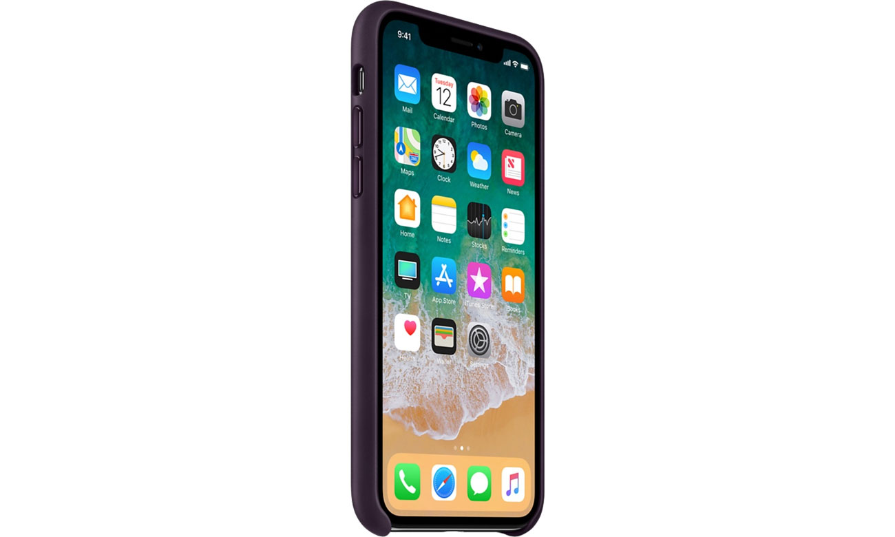 Apple Leather Case do iPhone X Dark Aubergine Dopasowanie