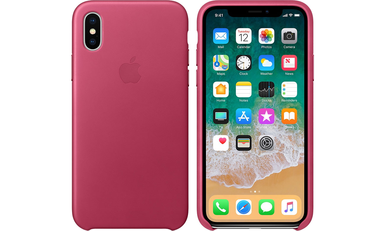 Etui Apple Leather Case do iPhone X Pink Fuchsia MQTJ2ZM/A