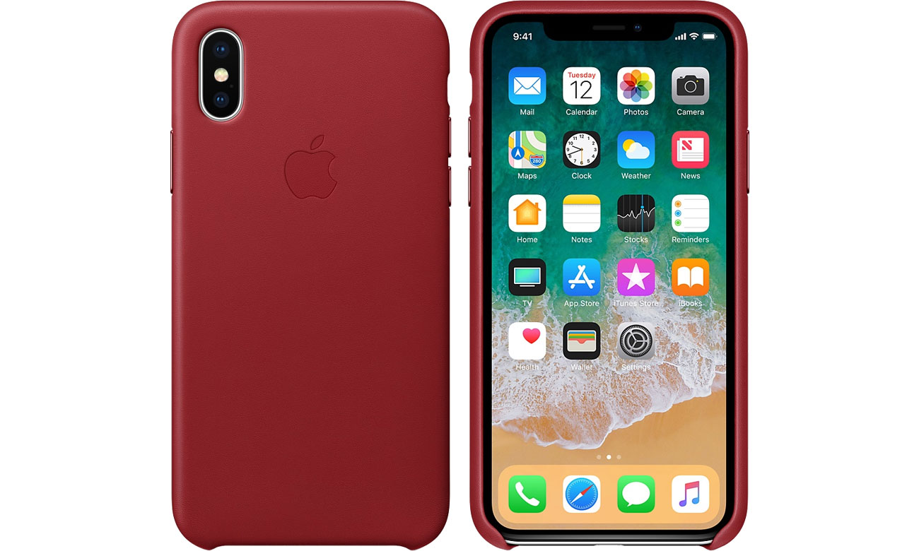 Etui Apple Leather Case do iPhone X RED MQTE2ZM/A