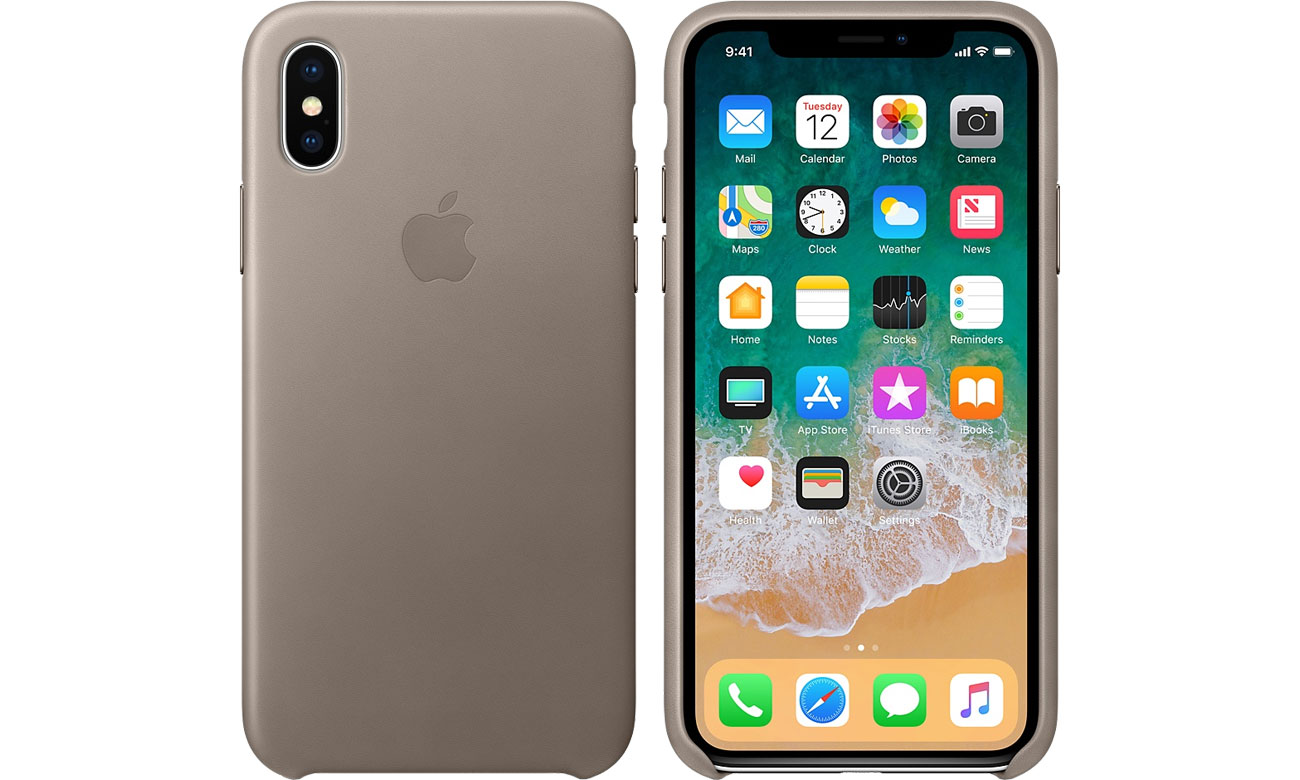 Etui Apple Leather Case do iPhone X Taupe MQT92ZM/A