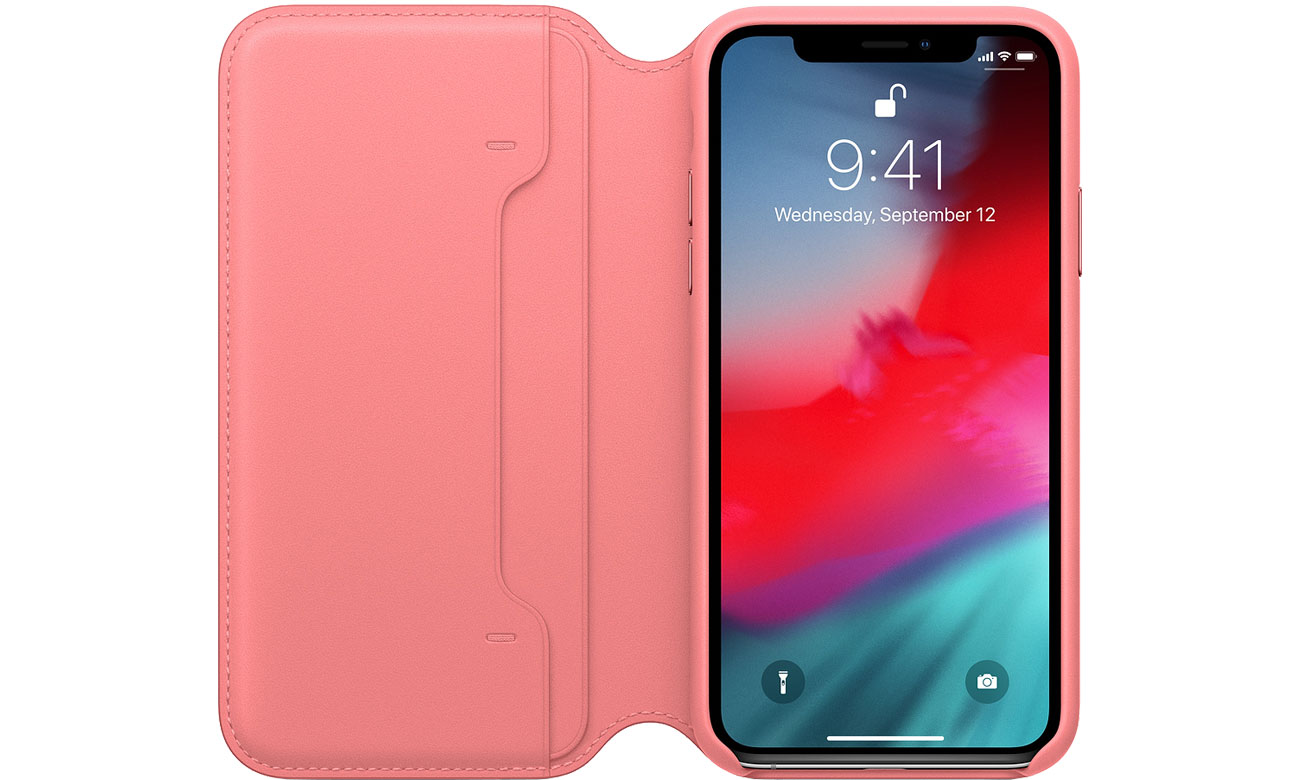 Apple Leather Folio do iPhone XS Zgaszony Róż Schowek na karty