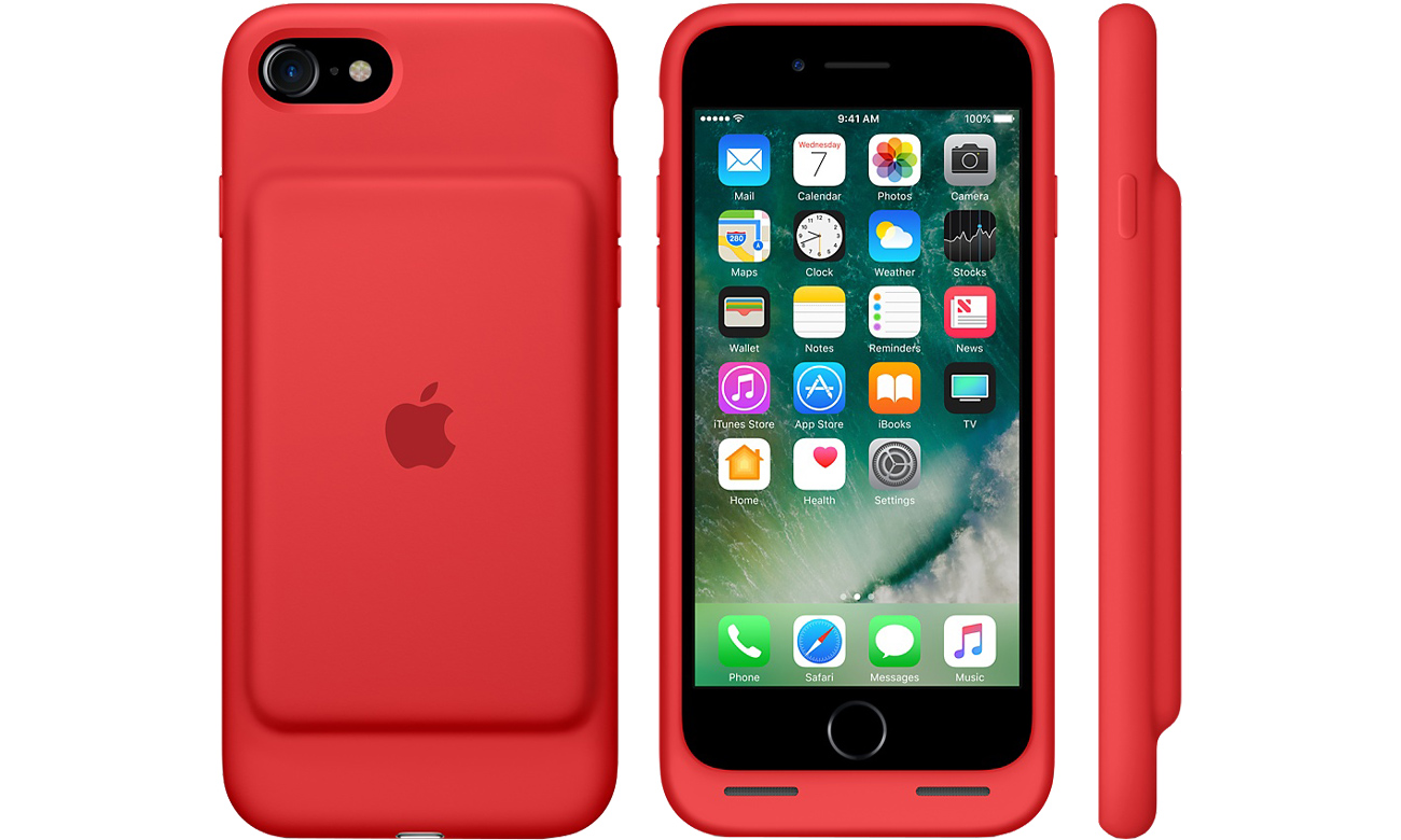 Apple Smart Battery Case do iPhone 7 czerwone różne widoki