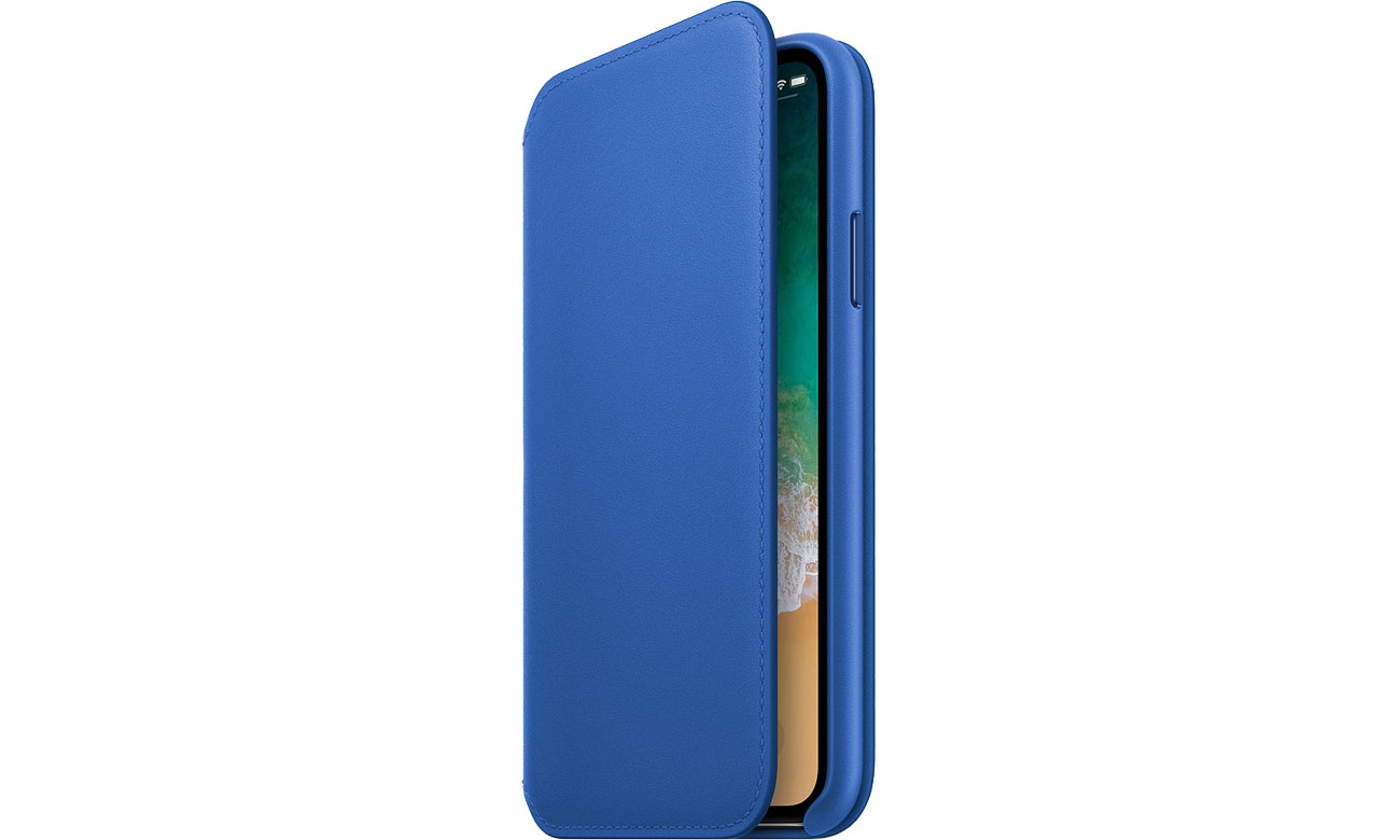 Skórzane etui Apple Leather Folio do iPhone X Electric Blue MRGE2ZM/A