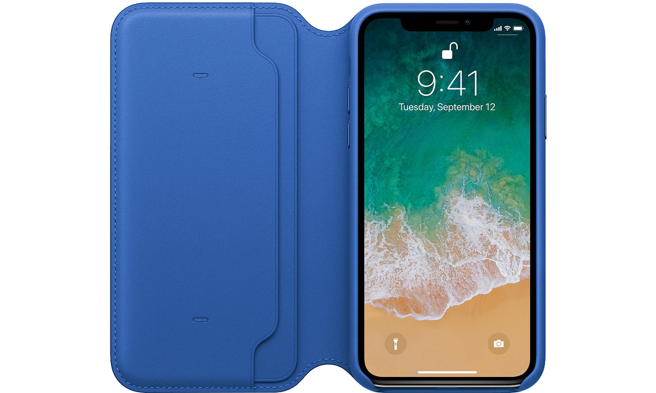 Apple Leather Folio do iPhone X Electric Blue