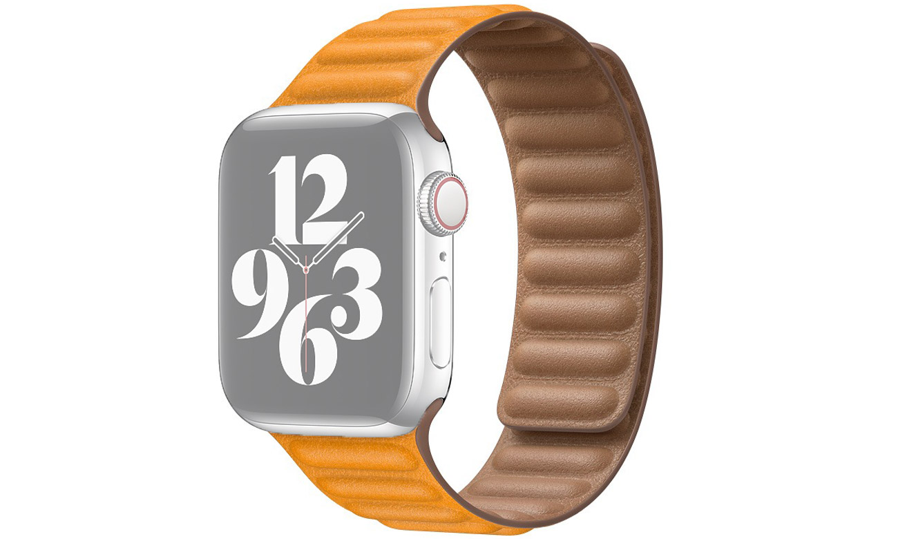 Pasek z karbowanej skóry S/M w kolorze kalifornijskiego maku do Apple Watch 40 mm