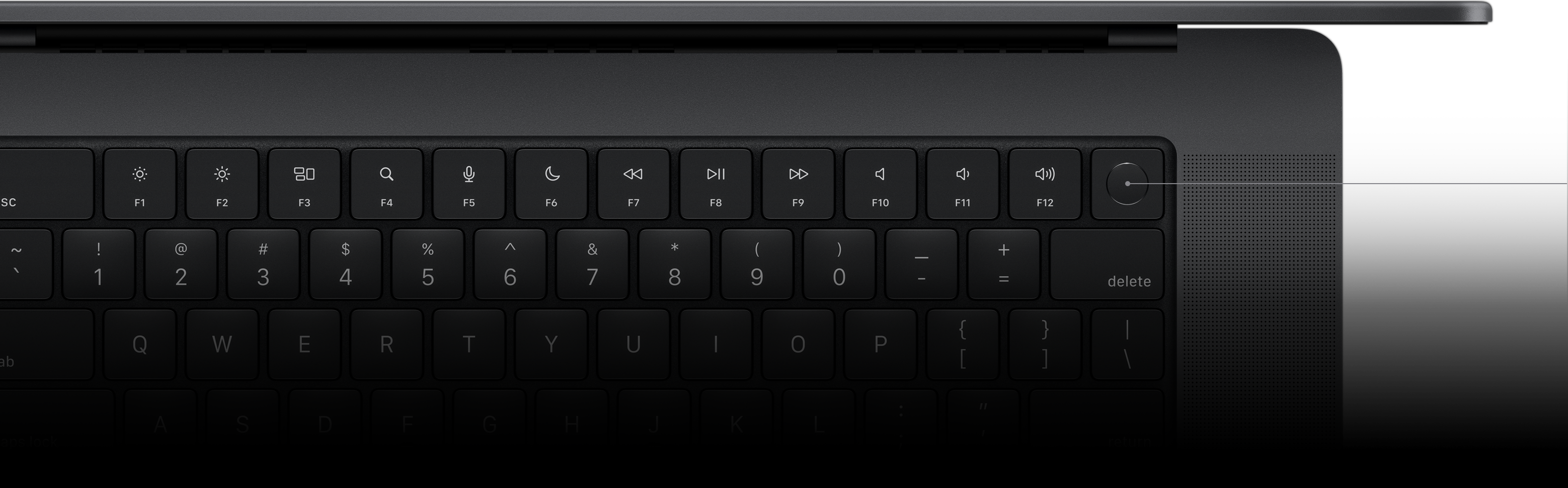 Wskaźnik pokazujący przycisk Touch ID na klawiaturze Magic Keyboard.