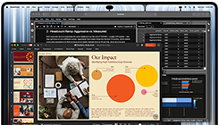 MacBook Pro z wyświetlaczem PROLED XDR, kolor gwiezdnej czerni, na ekranie widać prezentację tworzoną w Microsoft PowerPoint z użyciem apek JupyterLab i Terminal do przygotowania treści