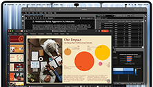 MacBook Pro z wyświetlaczem PROLED XDR, kolor gwiezdnej czerni, na ekranie widać prezentację tworzoną w Microsoft PowerPoint z użyciem apek JupyterLab i Terminal do przygotowania treści