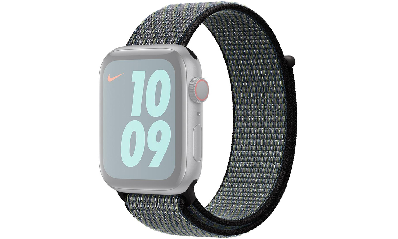 Opaska sportowa Nike w kolorze indygo / limetki do Apple Watch 44 mm