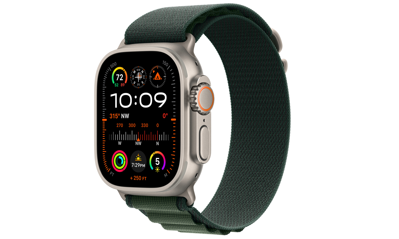 Opaska Alpine do Apple Watch 44-49 mm L Naturalny tytan/ciemnozielony - Widok ogólny