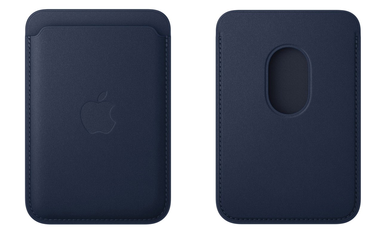 Portfel z tkaniny FineWoven z MagSafe do iPhone’a Głębinowy błękit - Widok od przodu i od tyłu