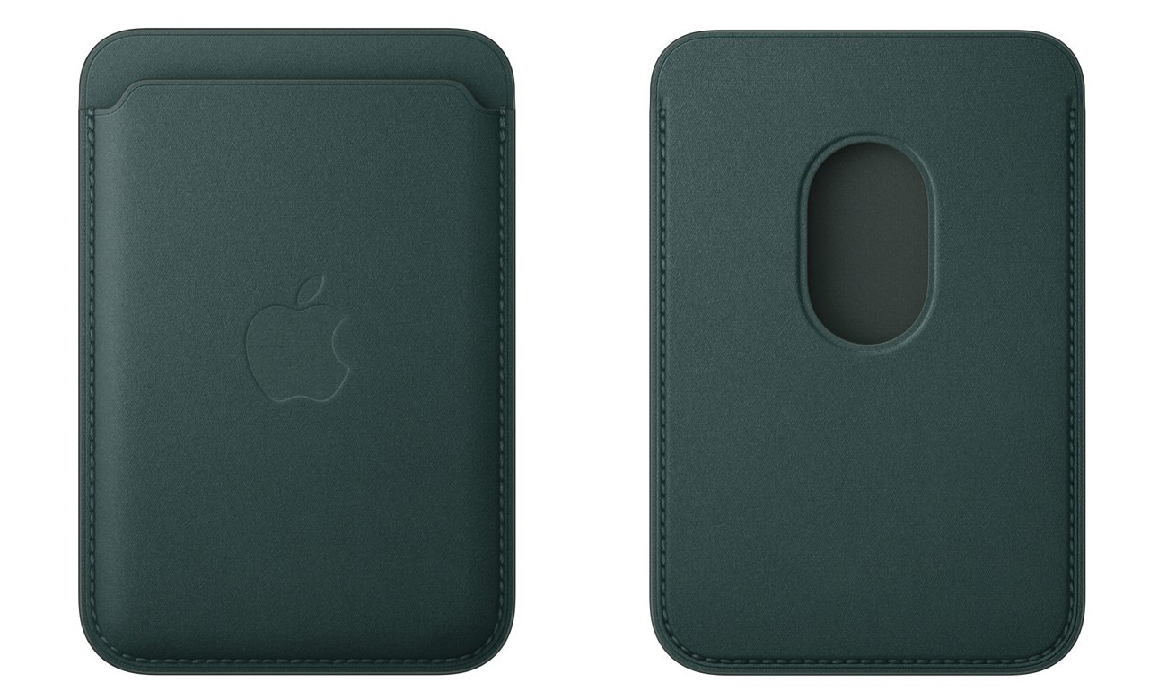 Portfel z tkaniny FineWoven z MagSafe do iPhone’a Ciemnozielony - Widok od przodu i od tyłu