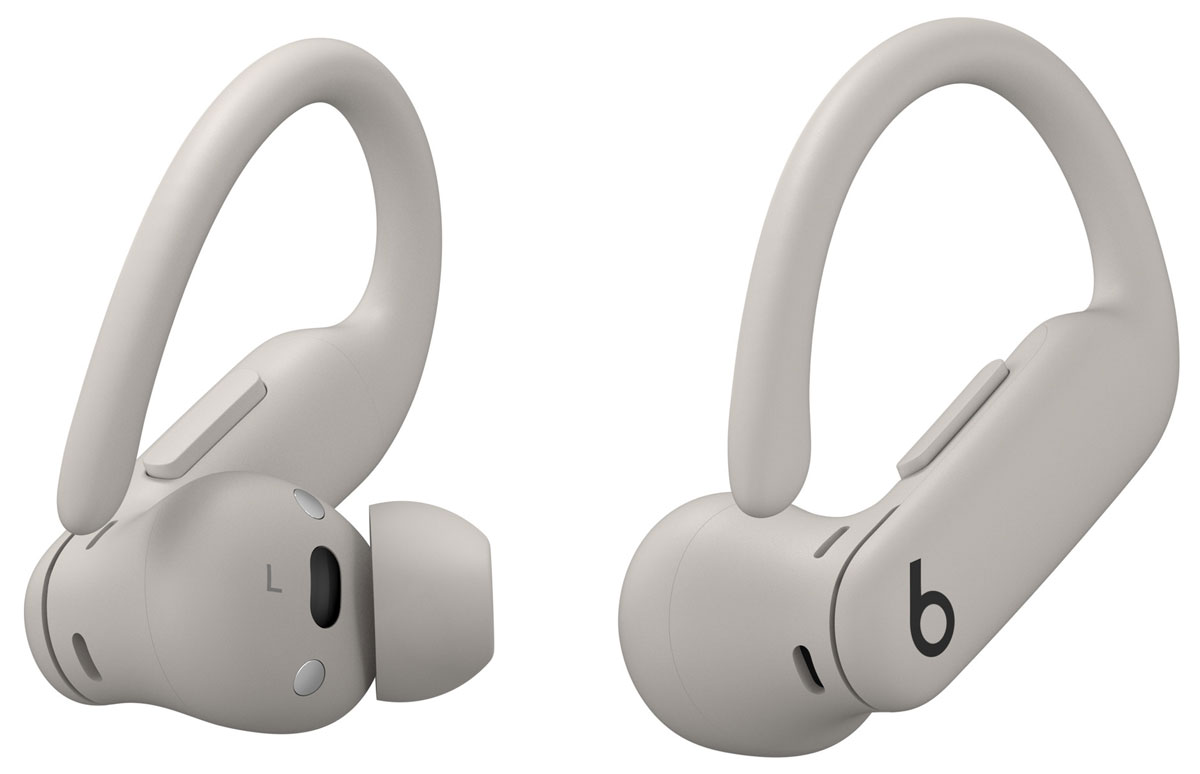 Słuchawki Apple Powerbeats Pro 2 Piaskowa burza - Widok lewej i prawej słuchawki