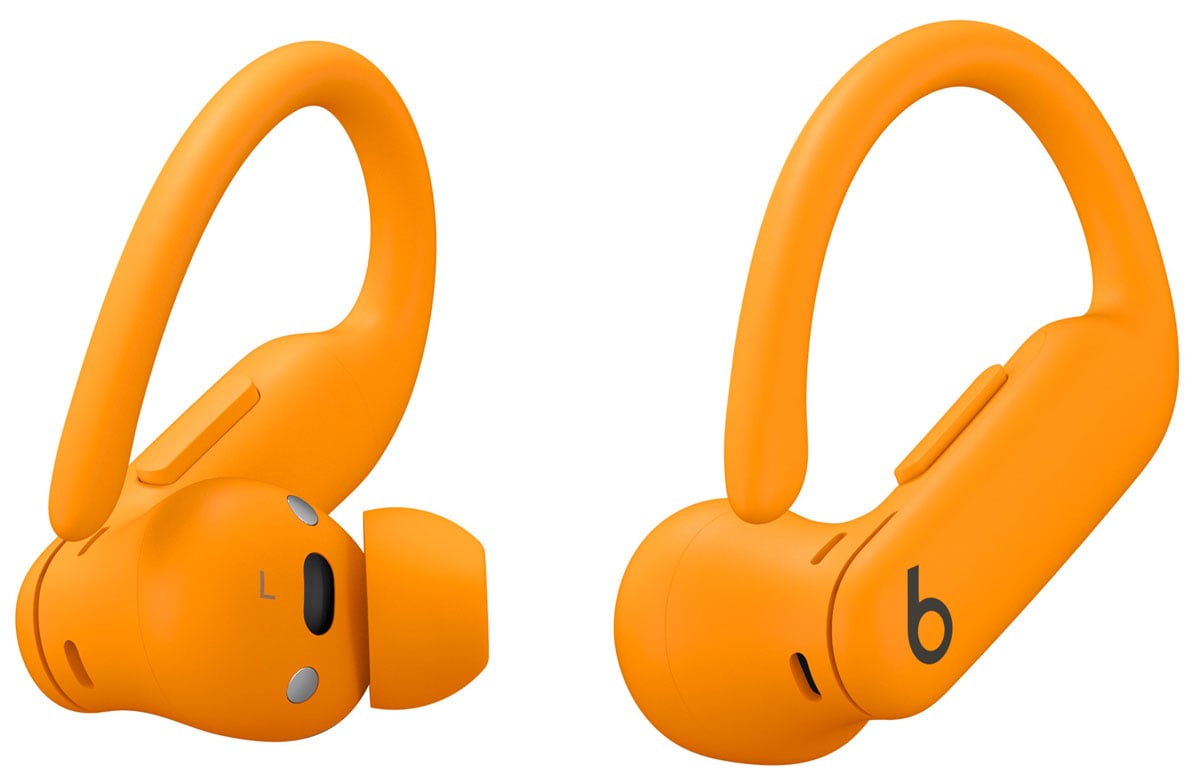 Słuchawki Apple Powerbeats Pro 2 Elektryzujący pomarańczowy - Widok lewej i prawej słuchawki