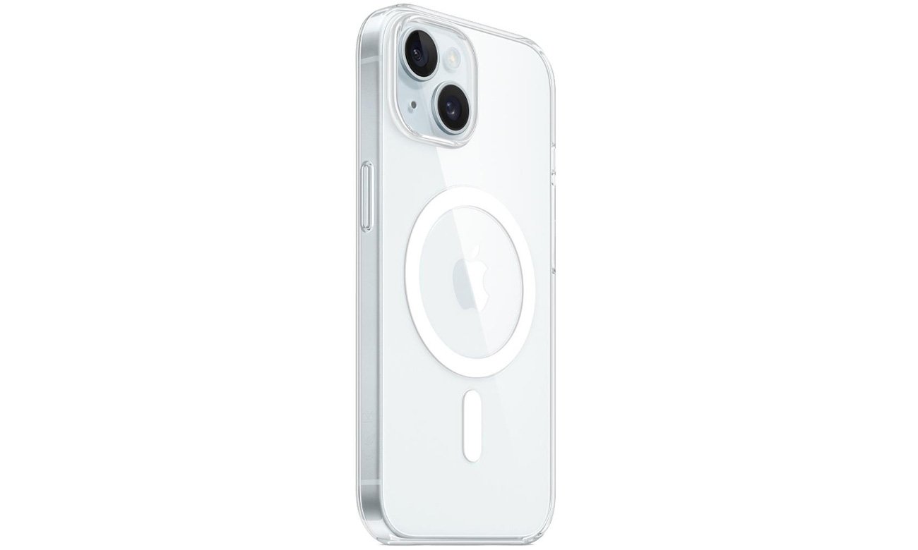 Przezroczyste etui z MagSafe do Apple iPhone 15 - Widok od przodu pod kątem