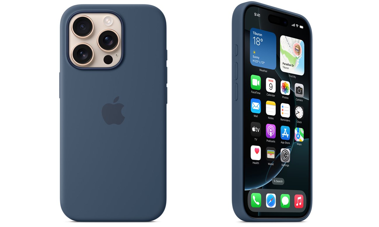 Silikonowe etui MagSafe do Apple iPhone 16 Pro Denim - Widok ogólny
