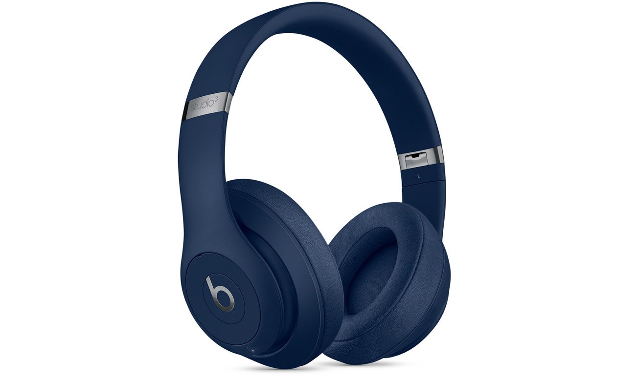 Słuchawki Apple Beats Studio3 Wireless Niebieskie - Widok z przodu pod kątem