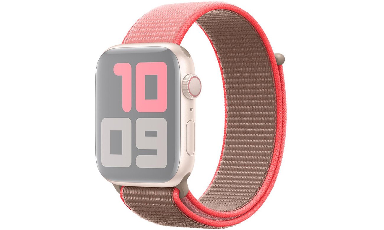 Opaska sportowa w kolorze neonowego różu do Apple Watch 44 mm