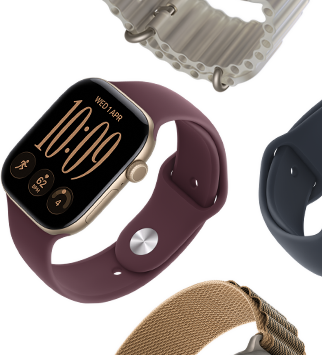Paski do Apple Watch Series 11: pasek sportowy w kolorze mlecznego fioletu, pasek Ocean w kolorze marynarskiego granatu, opaska Alpine w kolorze jasnoniebieskim