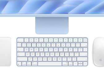 Klawiatura Magic Keyboard z&nbsp;Touch ID, kolor niebieski, Magic Trackpad i&nbsp;mysz Magic Mouse
