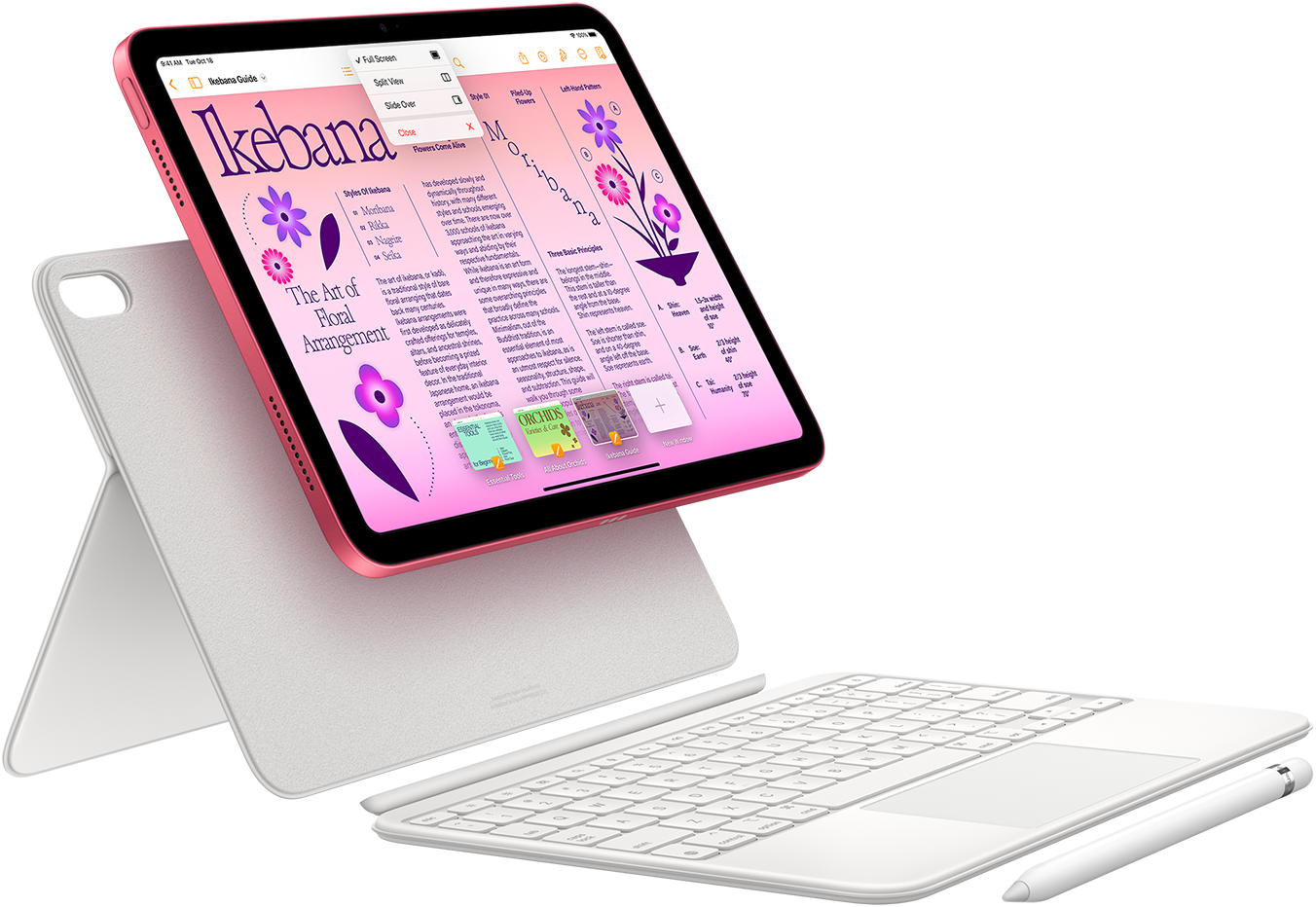 Представлені продукти: iPad, Magic Keyboard Folio та Apple Pencil.