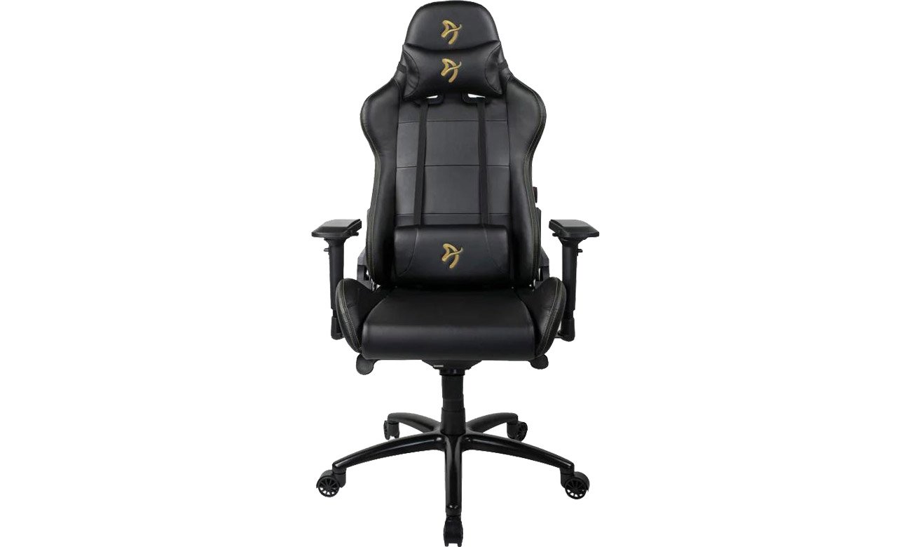 Fotel gamingowy Arozzi Verona Signature PU Czarno-złoty - Widok od przodu