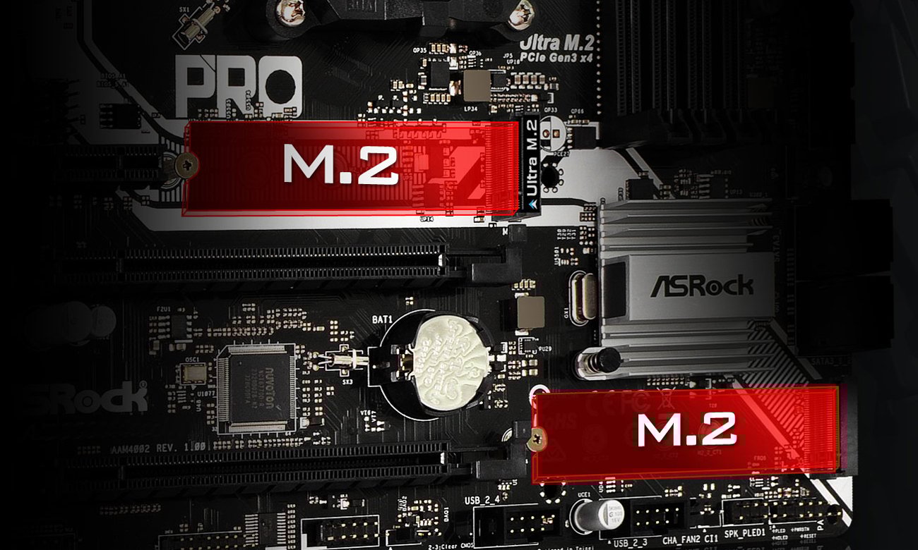 ASRock A320M Pro4 dwa złącza M.2