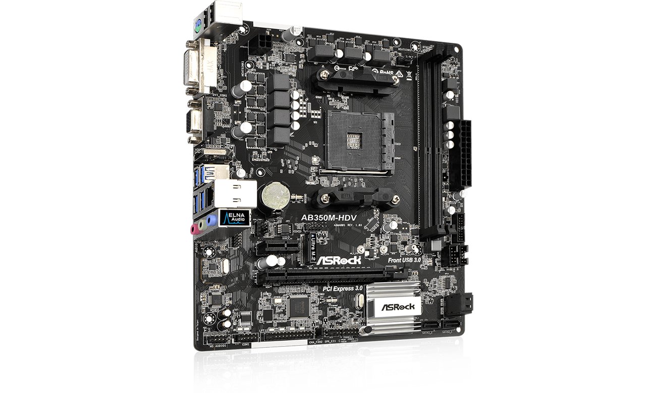 Płyta główna ASRock AB350M-HDV Przód