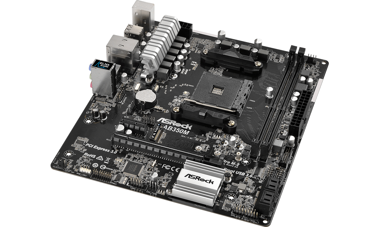 Płyta główna ASRock AB350M Przód bok
