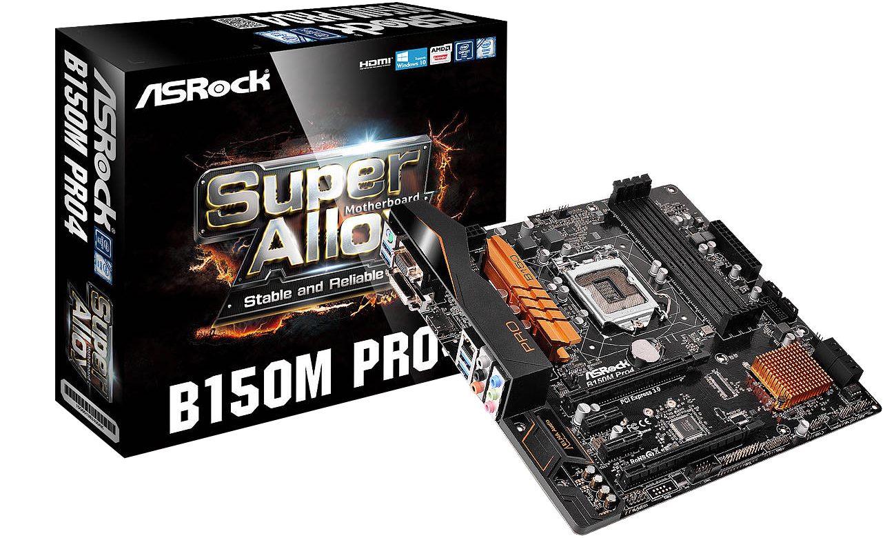 Płyta główna Socket 1151 ASRock B150M PRO4 (2xPCI-E DDR4)